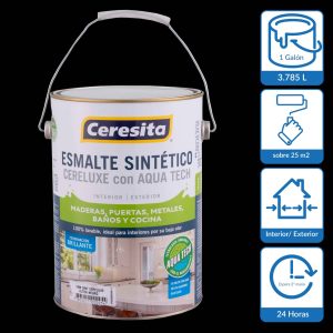 Esmalte sintetico cereluxe aquaTech negro 1gl Ceresita
