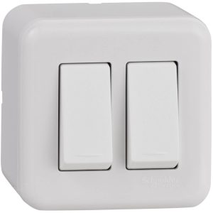Interruptor doble  9/15 Sobrepuesto blanco Schneider
