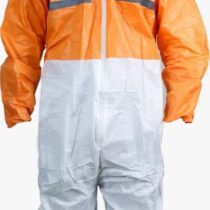 Buzo coverall blanco /naranjo c/reflex. talla L Lioi
