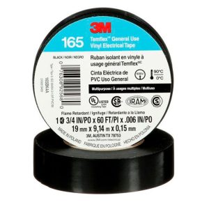 Cinta aislante 3M 15mm x 9,14 mts negra (Temflex 165)