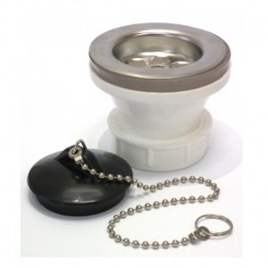 Desagüe lavaplatos 1 1/2" Rejilla Inoxidable con Tapón y Cadena Hoffens