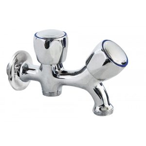Llave lavadero doble HE entrada 1/2" y 2 salidas 3/4" Hoffens