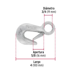 Gancho Eslinga de acero  3/4`` (19mm) 500Kg  (44075) Fiero