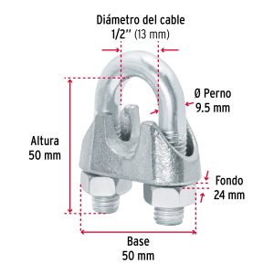 Abrazadera para cable 1/2´´ 2Pzs (44087) Fiero