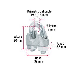 Abrazadera para cable 1/4´´ 2Pzs (44084) Fiero