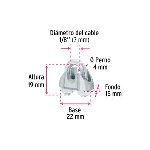 Abrazadera para cable 1/8´´ 2Pzs (44082) Fiero