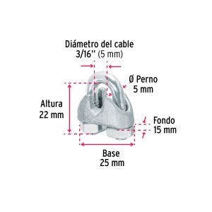 Abrazadera cable 3/16´´ 2Pzs (44083) Fiero