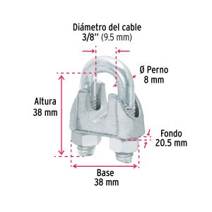 Abrazadera para cable 3/8´´ 1 Pzs (44086) Fiero
