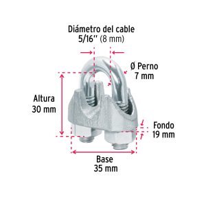 Abrazadera para cable 5/16´´ 2Pzs (44085) Fiero