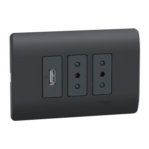 Enchufe doble 10A + USB Genesis negro Schneider