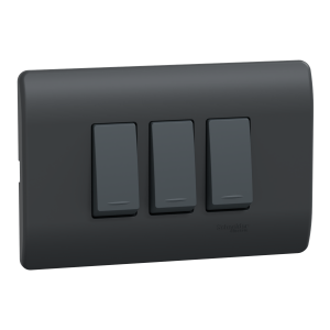 Interruptor triple 10A 9/32  Genesis negro Schneider