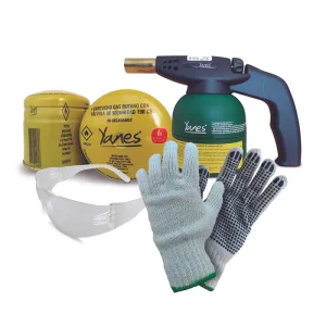 Kit soplete 160 +2 gas butano 190gr + lente + guante pigmentado Yáñez