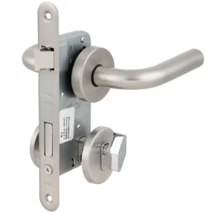 Cerradura embutida dormitorio-oficina con manillas Inox kenzo B40 Poli